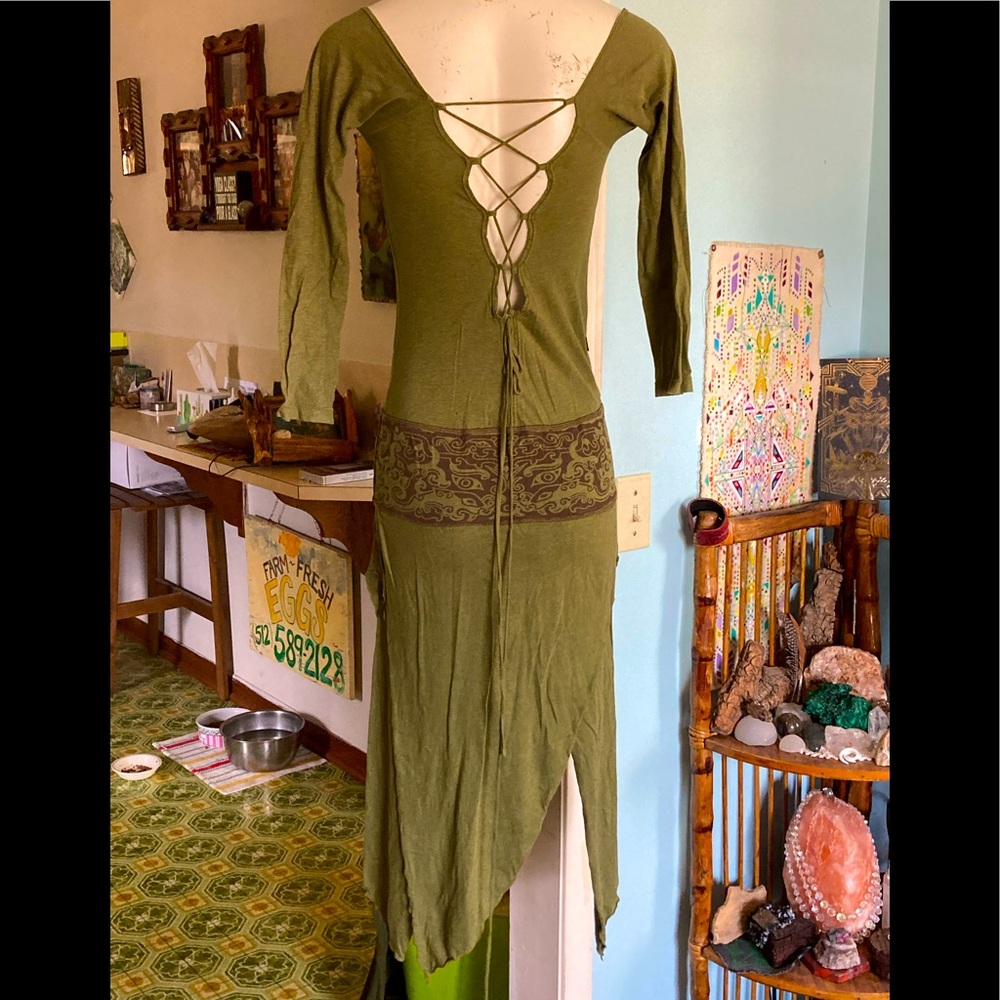 Soft Green Pixie Dress Lace Up Strappy back